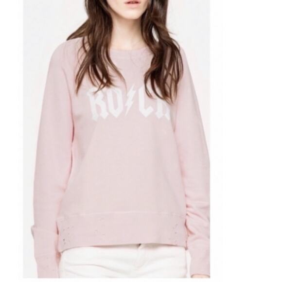 Zadig & Voltaire Destroyed Rock Sweatshirt Size S in Pink - Picture 2 of 13